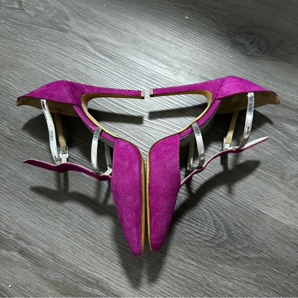 Gio Diev Snakeskin‎ Print Pointed Buckle Stiletto High Heels Size 39 - Picture 2 of 8